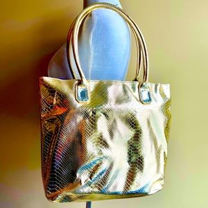 NWOT Gold Python Jeweled Tote